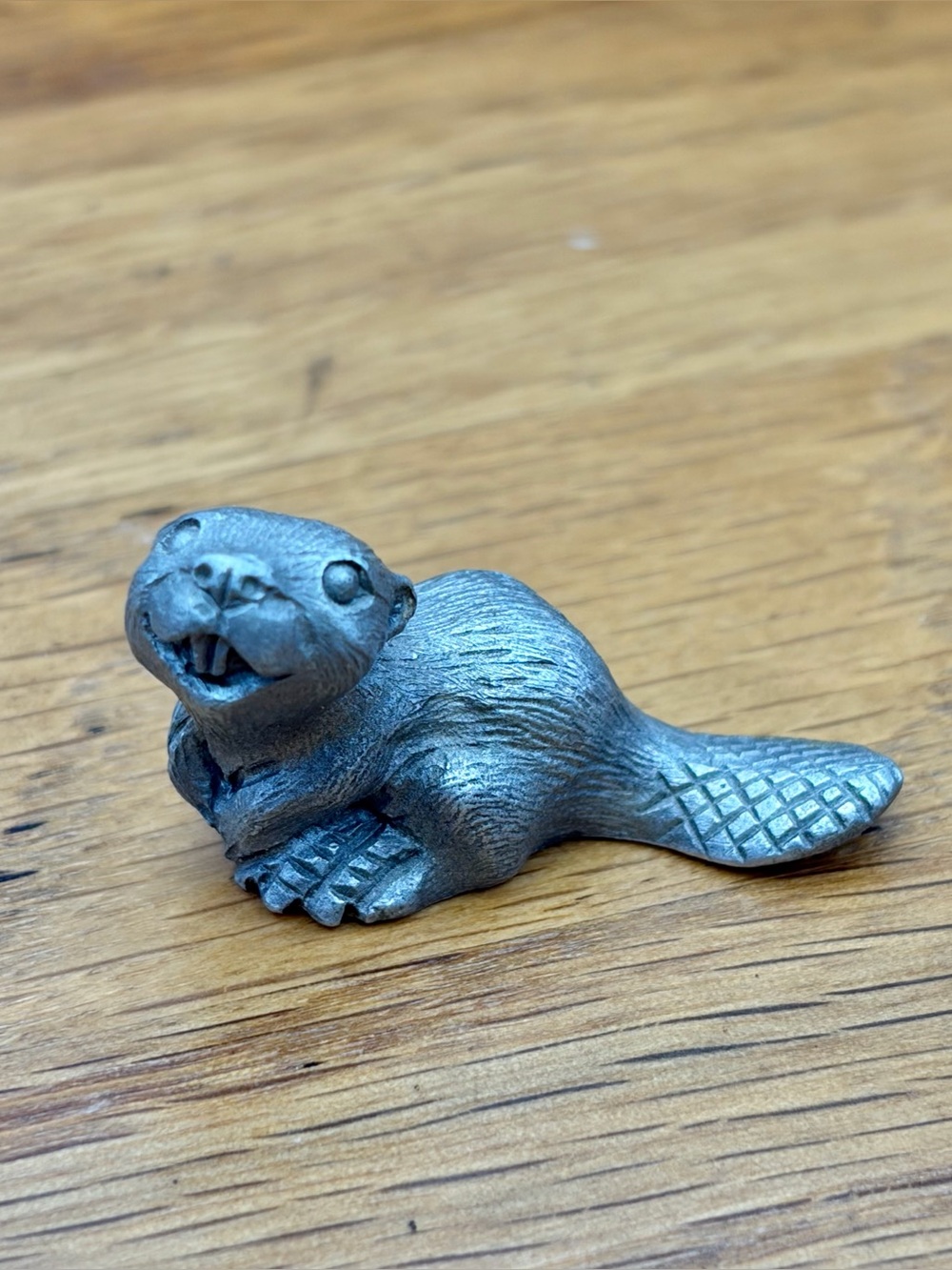 Vintage Spoontiques Pewter Miniature Beaver Figurine 1.25” x 0.75” Tiny Trinket